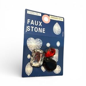 Simulated Diamond, Ruby, and Onyx Faux Stone Gem Pendant for Necklace NEW NWT